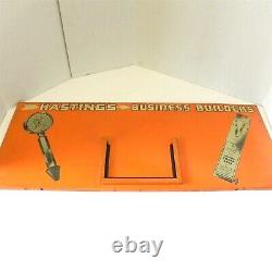 1920-30's HASTINGS METAL PAINTED SIGN DISPLAY RACK GAS OIL SERVICE STATION DECOR
