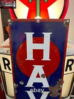 1920's HAVOLINE Red Dot Vertical Service Station Sign Gas & Oil