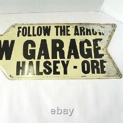1940's-60's DISPLAY SIGN ARROW GARAGE OIL GAS SERVICE STATION METAL SIGN 26x7