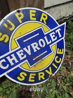24X18 Inch Porcelain Enamel Metal Gas Service Station Sign Gas & Oil Chevrolet