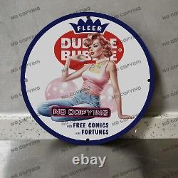 8'' Bubble Yum Porcelain Sign Chewing Gum Blue White Oil Gas Station Service
