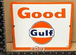 (A) Vintage Good Gulf Porcelain sign, Pump Plate, Gas And Oil, Service Station