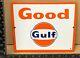 (a) Vintage Good Gulf Porcelain Sign, Pump Plate, Gas And Oil, Service Station