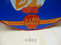 Aeroshell Gas Oil Porcelain Aviation Pinup Service Station Pump Sign