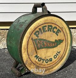 Antique 1928 5 Gal PIERCE Pennant Motor Oil Rocker Can Gas Service Station GREAT
