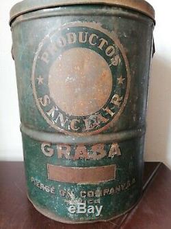 Antique Mexican SINCLAIR PIERCE grease Oil Gas Can Service Station from 20's HTF