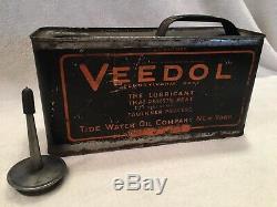Antique Veedol 1/2 Gallon Motor Oil Can Gas Service Station Rare 1/2 Gallon Read