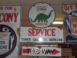 Antique barn find style Sinclair Dino service station station gas pump sign NICE