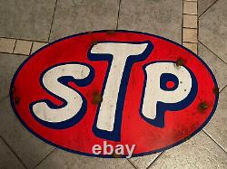 Antique style Barn Find Look STP Gas Oil Dealer Sales Sign Service Station
