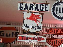Antique style-porcelain look Mobilgas oil service station gas pump sign set Nice