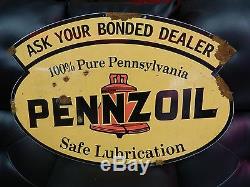 Antique style porcelain look Pennzoilo Z Service station gas pump dealer sign