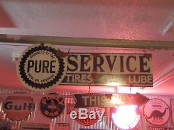 Antique style vintage look Pure oil dealer service station gas pump sign set