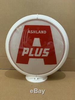 Ashland Plus Gas Pump Globe Light Vintage Glass Lens Service Station Garage