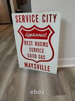 C. 1964 Original Vintage Service City Citgo Gas Station Sign Metal Rest Rooms Oil