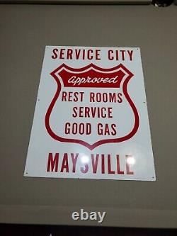 C. 1964 Original Vintage Service City Citgo Gas Station Sign Metal Rest Rooms Oil