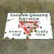 Conoco Greaseing Service Porcelain Sign 1940's Gas Service Station 40x28 Used