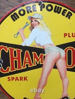 Champion Spark Plugs Porcelain Sign Gas And Oil Garage Service Station Sign