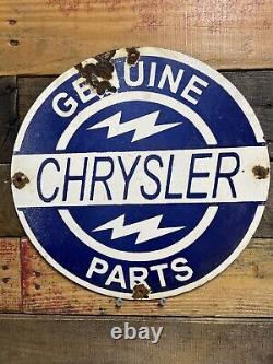 Chrysler Vintage Porcelain Sign Genuine Parts Service Garage Gas Station & Oil