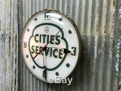 Cities Services Gas Station Clock, Lighted Pam Clock, Vintage Advertising Sign