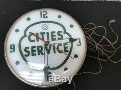 Cities Services Gas Station Clock, Lighted Pam Clock, Vintage Advertising Sign