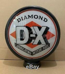 Diamond DX Gas Pump Globe Light Vintage Glass Lens Service Station Garage Motor