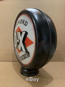 Diamond DX Gas Pump Globe Light Vintage Glass Lens Service Station Garage Motor