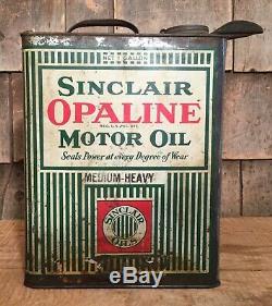 Early Vintage 1 Gal SINCLAIR OPALINE Motor Oil Oiler Tin Can Gas Service Station