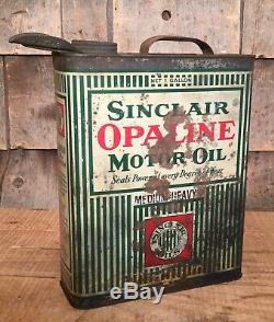 Early Vintage 1 Gal SINCLAIR OPALINE Motor Oil Oiler Tin Can Gas Service Station