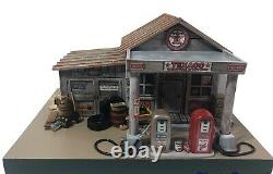 Hand Crafted Texaco Gas Service Station 1960s Style Diorama by Van Maletich