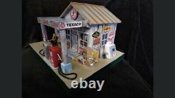 Hand Crafted Texaco Gas Service Station 1960s Style Diorama by Van Maletich