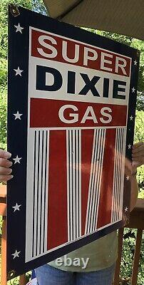 Large 24 Super Dixie Gas 1952 Dated Porcelain Sign Service Station Oil Can