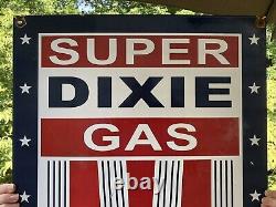 Large 24 Super Dixie Gas 1952 Dated Porcelain Sign Service Station Oil Can