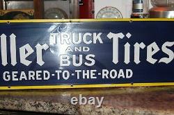 Miller Tires Truck Bus Service Station Dealer Porcelain Metal Sign Gas Oil Ford