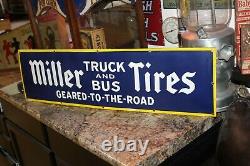 Miller Tires Truck Bus Service Station Dealer Porcelain Metal Sign Gas Oil Ford