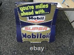 Mobile Gas Station Oil Service Station Rare Sign 50's 60's 70's 40x42 Nice Wow