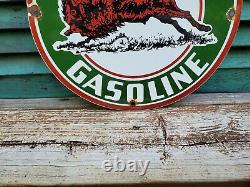 Old Vintage Green Buffalo Gasoline Porcelain Service Gas Station Pump Sign