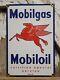 Old Vintage Mobil Porcelain Sign Gas Station Motor Oil Service Garage Pegasus