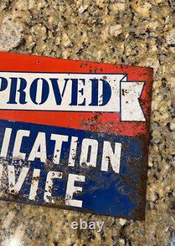 Original Approved Lubrication Service Sign DS Double Sided Gas Station Oil USA