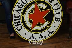 Original Chicago Motor Club AAA Porcelain Sign Gas Station Service Garage Dealer