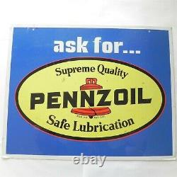 PENNZOIL GAS OIL SERVICE STATION METAL SIGN DOUBLE SIDED WALL DECOR BLUE 23x18