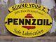 Pennzoil Vintage Porcelain Sign Service Station Gas Oil Lube Garage Gasoline Usa