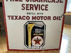 Porcelain Texaco Sign Station Free Crankcase Service Gas Oil Rare Version SSP