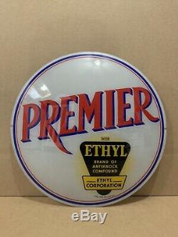 Premier Ethy Gas Pump Globe Light Vintage Glass Lens Service Station Garage Sign
