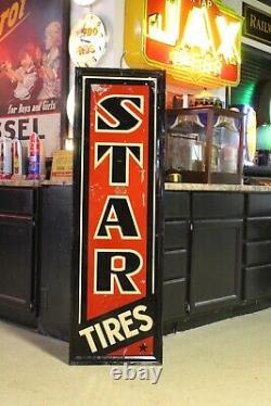 RARE 1920's STAR TIRES EMBOSSED METAL SIGN SERVICE STATION GAS OIL 66
