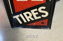 RARE 1920's STAR TIRES EMBOSSED METAL SIGN SERVICE STATION GAS OIL 66