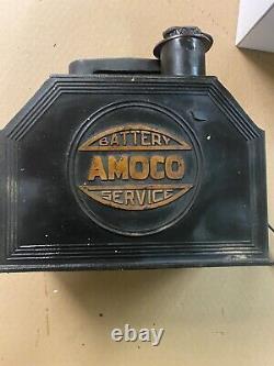 RARE Vintage Amoco battery service kit carrier Gas Service Station Oil Can Auto