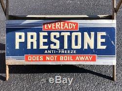RARE Vintage Eveready PRESTONE Antifreeze Gas Service Station Display Rack Sign