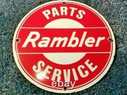 Rambler Porcelain Gas Automobile Service Station Vintage Style Dealership Sign