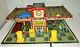 Rare 1949 T. Cohn Gas Service Station Tin Litho Toy Playset With Accessories