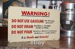 Rare 1953 Warning Gasoline Service Station Metal Sign Garge Mobil Gas Oil Ford